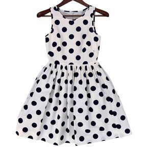 J.Crew Twee Coquette Polka Dot Fit & Flare Mini Dress X-Small Crew Neck Zip Pock